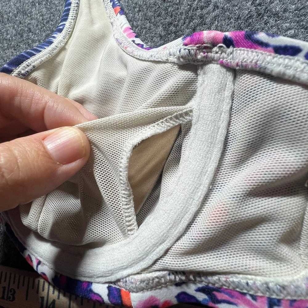 Athleta Purple Floral Underwire Halter Bikini Set 32 B/C XS Side Tie Bottoms